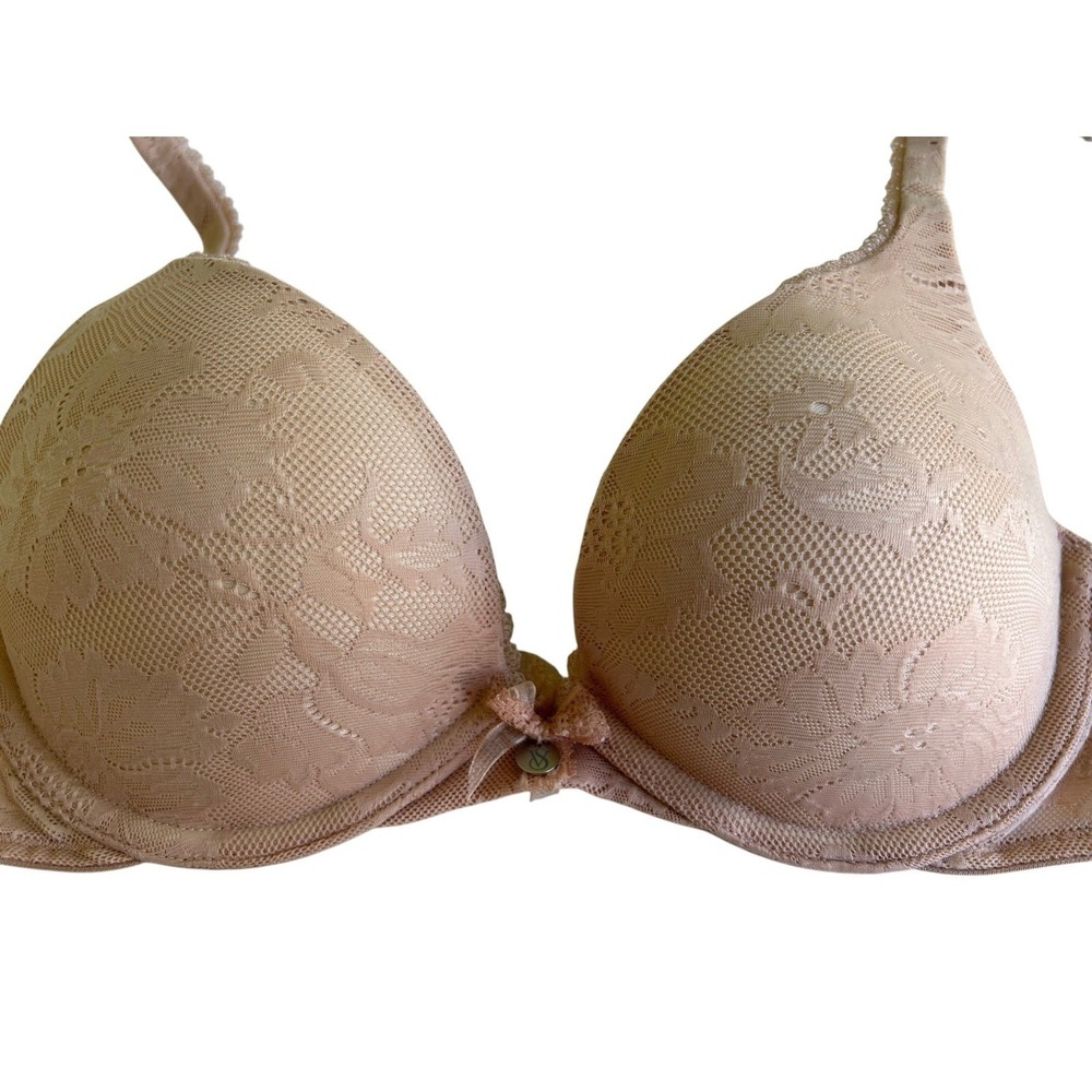 Victorias Secret Beige Blush Push Up Bra 34B Body By Victoria Lace Cups Lingerie